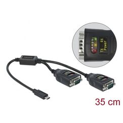 DeLOCK Adapter USB Type-C zu 2 x Seriell RS-232 DB9 mit 15 kV ESD Schutz