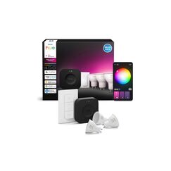 Philips Hue White & Col. Amb. GU10 3er Set inkl. Dimmer Switch + Bridge V3