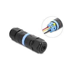 Delock Kabelverbinder 3 Pin 2x Bu zur Verschraubung, schwarz, IP68
