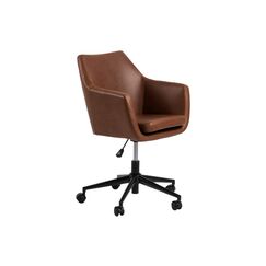 AC Design Bürostuhl Nora Leder cognac mit Bremsrollen