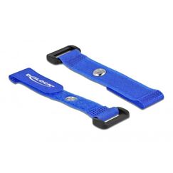 DeLOCK Klett-Kabelbinder mit Schlaufe und Befestigungsöse L 150 x B 20 mm blau 5 Stück