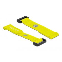 DeLOCK Klett-Kabelbinder mit Schlaufe und Befestigungsöse L 150 x B 20 mm gelb 5 Stück