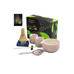 Teanagoo Matcha-Set, 9teilig mit Ausgiesschale, Rosa