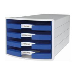 HAN Schubladenbox IMPULS A4/C4, 4 offene Schubladen blau
