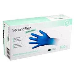 SecondSkin Einweghandschuh Nitril Comfort M, Blau, 100 Stück