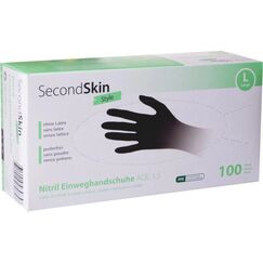 SecondSkin Einweghandschuh Nitril L, Schwarz, 100 Stück