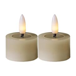 Star Trading LED Teelicht 2 Pack Flow Indoor, Beige, 5cm  Höhe, Timerfunktion
