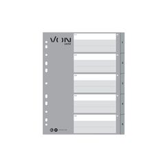 VON Register Zahlen 1-5, A4 Überbreite, PP grau