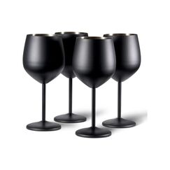 Oak & Steel Oak&Steel Weingläser Schwarz matt, 4er Set Edelstahl