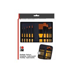 Marabu Pinselmappe Acrylpinsel Set 10 Pinsel + Etui 9.5 x 23cm