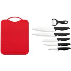 GOURMETmaxx Messerset 7 Teilig Schwarz, Rot