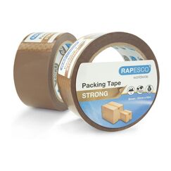 Rapesco starkes Packband 2 Stk. 50mm x 60m, braun
