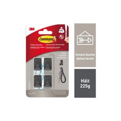 Command, Klebehaken 0.225 kg, Schwarz 4 Haken, 5 Strips, Traglast: 225g
