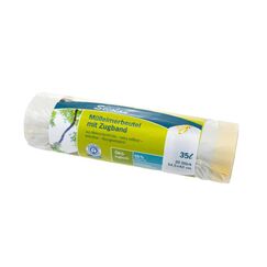 Secolan Mülleimerbeutel 35 Liter 20 Stück pRolle, mit Zugband, 545 x 620 mm