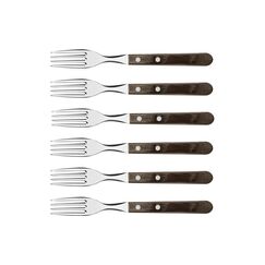Tramontina GAUCHO Steakgabel, 6-tlg - Braun Rostfreier Edelstahl, FSC Holzgriff