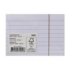 Office Karteikarten A7 weiss liniert, 180g, 100 Blatt