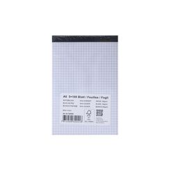 Office Notizblock A6 100 Blatt, Kariert, 5 Stück