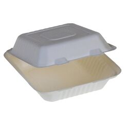 belesse Menübox Zuckerrohr weiss 1100ml 50 Stk, mit Klappdeckel 220x200x77mm