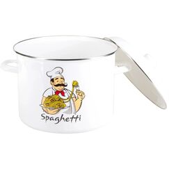 NOUVEL Spaghetti-Topf,  Koch, weiss emailliert, mit Deckel, 8l