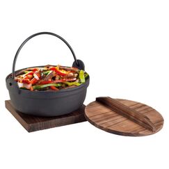 NOUVEL Hot Pan aus Guss mit Deckel 3-teilig, ø 18 cm