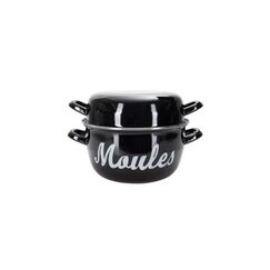 NOUVEL Muschel - Topf mit Deckel Moules, Emaille, schwarz, Ø 24 cm