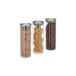 Relaxdays Vorratsglas mit Edelstahldeckel 3 Stück, Volumen: 1600 ml