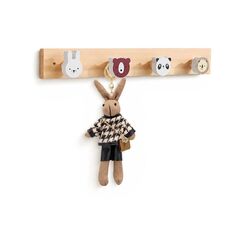 Relaxdays Kindergarderobe 4 Haken Tiere H x B x T: ca. 5 x 36 x 5 cm