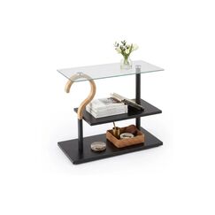 Relaxdays Couchtisch mit Glasplatte Masse H x B x T: ca. 50 x 60 x 30 cm
