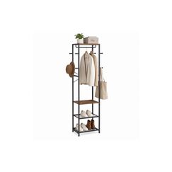 Relaxdays Garderobenständer Braun/Schwarz