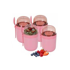 Relaxdays Müslibecher to go 4er Set, Pink