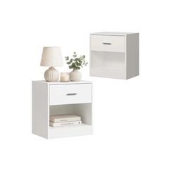 Relaxdays Nachttisch mit Schublade 2er Set H x B x T: ca. 41 x 39 x 28 cm, Weiss
