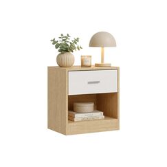 Relaxdays Nachttisch mit Schublade H x B x T: ca. 41 x 39 x 28 cm,Braun/Weiss