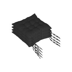 relaxdays Stuhlkissen gesteppt 4er Set, 5 x 40 x 40 cm, Schwarz