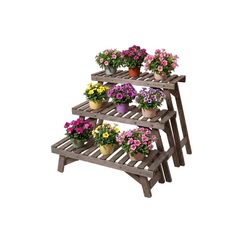 Relaxdays Blumentreppe 3-teiliges Set Dunkelbraun