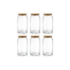 Hermia Vorratsglas 1400 ml, 12 Stück 8 x 8 x 21 cm, Glas und Bambus