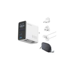 4SMARTS GaN Flex Screen AI, Weiss, Travel 100W, 2x USB-C, 1x USB-A