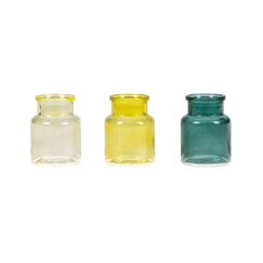 CHALET, Vasen-Set S 3 Stück, 7.5 cm, Grün Grösse: 17.5x5.5x7.5, Glas, Grün