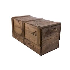 Holz Zollhaus Vintage Holztruhe,2Schubladen Braun, Kiefer, 40x85x38.5 cm, FSC 100%