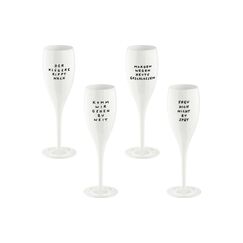 Koziol Sektglas Cheers Spruchreif 4er Set cotton white, 100 ml