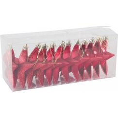 Dekomat AG Dekomat Weihnachtssterne Aufhänger 12 Stk. aus Kunststoff, im Blister, rot