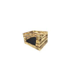 Holz Zollhaus Vintage Katzenbett geflammt mit anthrazit Kissen