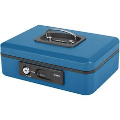 Pavo Deluxe Geldkassette mit aut. Öffnung 10, blau, inkl. Geldeinsatz mit 3 Fächern