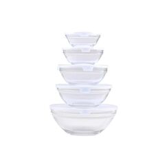 Alpina Schüsseln mit Deckel, 5 Stück Deckel Weiss PP, Glas,130/220/330/450/900ml