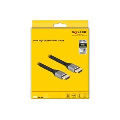 DeLOCK Ultra High Speed HDMI Kabel 48 Gbps 8K 60 Hz grau 2 m zertifiziert, Farbe: Schwarz, Grau, Länge: 2 m