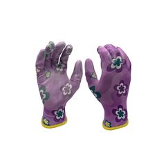 FTM Gartenhandschuhe Grösse 8/M, lila, Blumenmuster