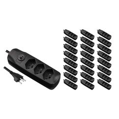 Furber. F.power Steckdosenleiste 3xT13 KIT25 230V, H05VV-F 3G1.00, OS, schwarz (5/25)