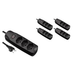 Furber. F.power Steckdosenleiste 3xT13 KIT5 230V, H05VV-F 3G1.00, MS, schwarz (5/25)