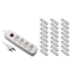 Furber. F.power Steckdosenleiste 4xT13 KIT25 230V, H05VV-F 3G1.00, OS, weiss (5/25)
