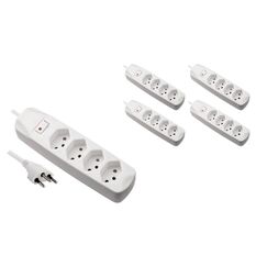 Furber. F.power Steckdosenleiste 4xT13 KIT5 230V, H05VV-F 3G1.00, MS, weiss (5/25)