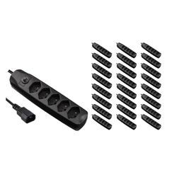Furber. F.power Steckdosenleiste 5xT13/C14 KIT25 230V, H05VV-F 3G1.00, OS, schwarz (5/25)